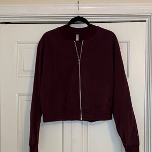 Fabletics Plum Zip-Up Bomber Jacket